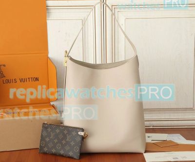 Copy L--V Low Key Hobo MM Women Handbag Limestone Gray Medium Size